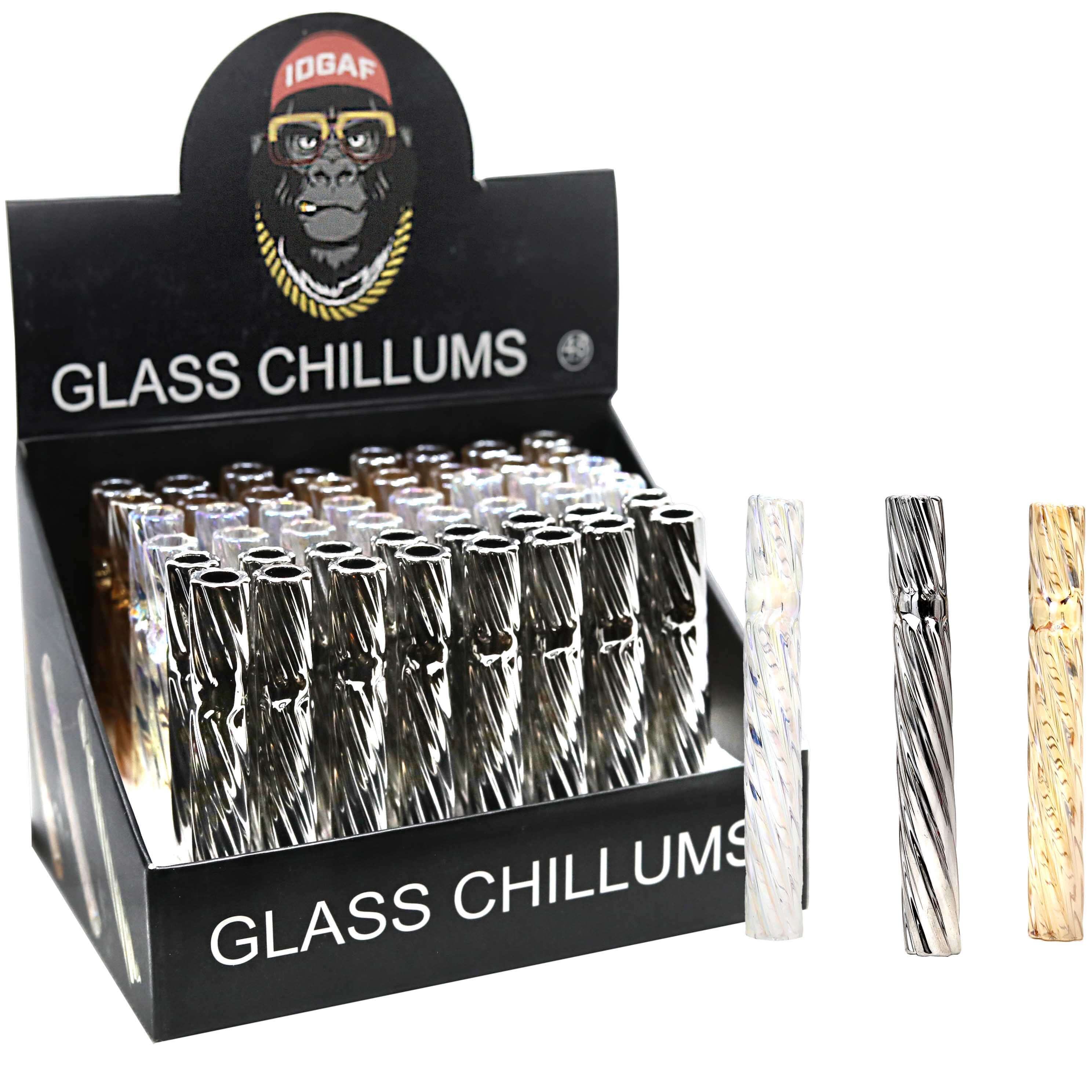 IDGAF Spiral Designer Chillum (CH-6) | 4 inch | 48 Count Display product image